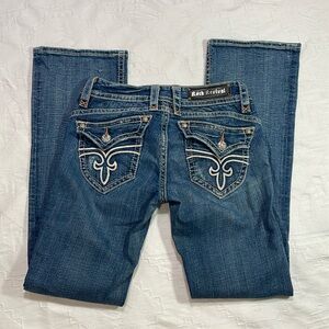 Rock Revival Stephanie Boot Cut Jeans White  Stitching Size 28